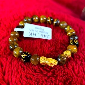 24k PiYao in TigerEye Stones